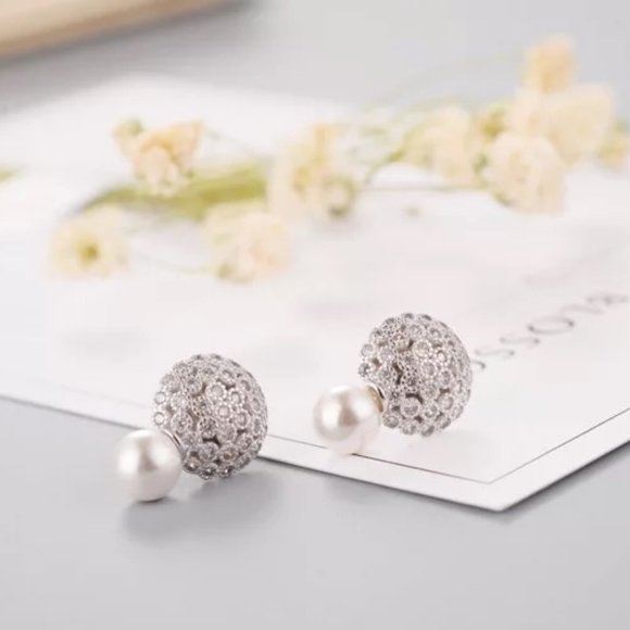 Jewelry - S925 Shell Pearl CZ Stud Earrings